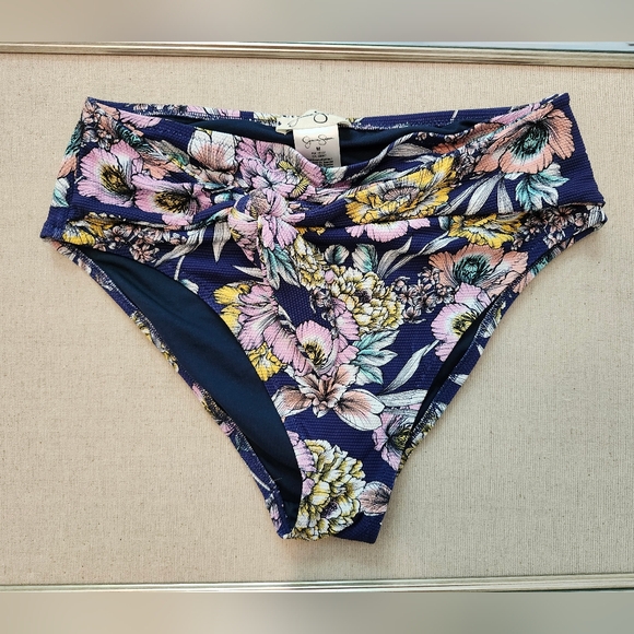 Jessica Simpson BLUEBERRY MULTI Floral-Print Tie Bikini - Picture 3 of 8